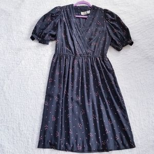 Liz Claiborne Vintage Black V-Neck Dress 80s 90s